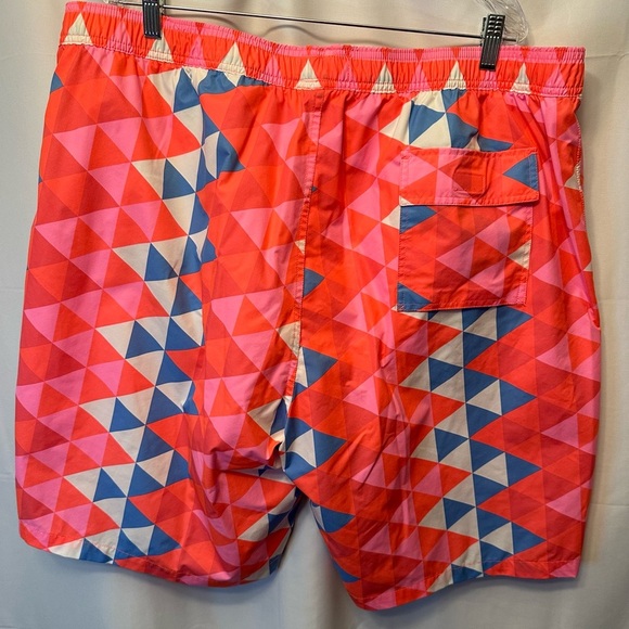 Psycho Bunny 2XLT Alexander Geometric Print Swim Trunks Neon Coral 10” Inseam - Picture 8 of 12